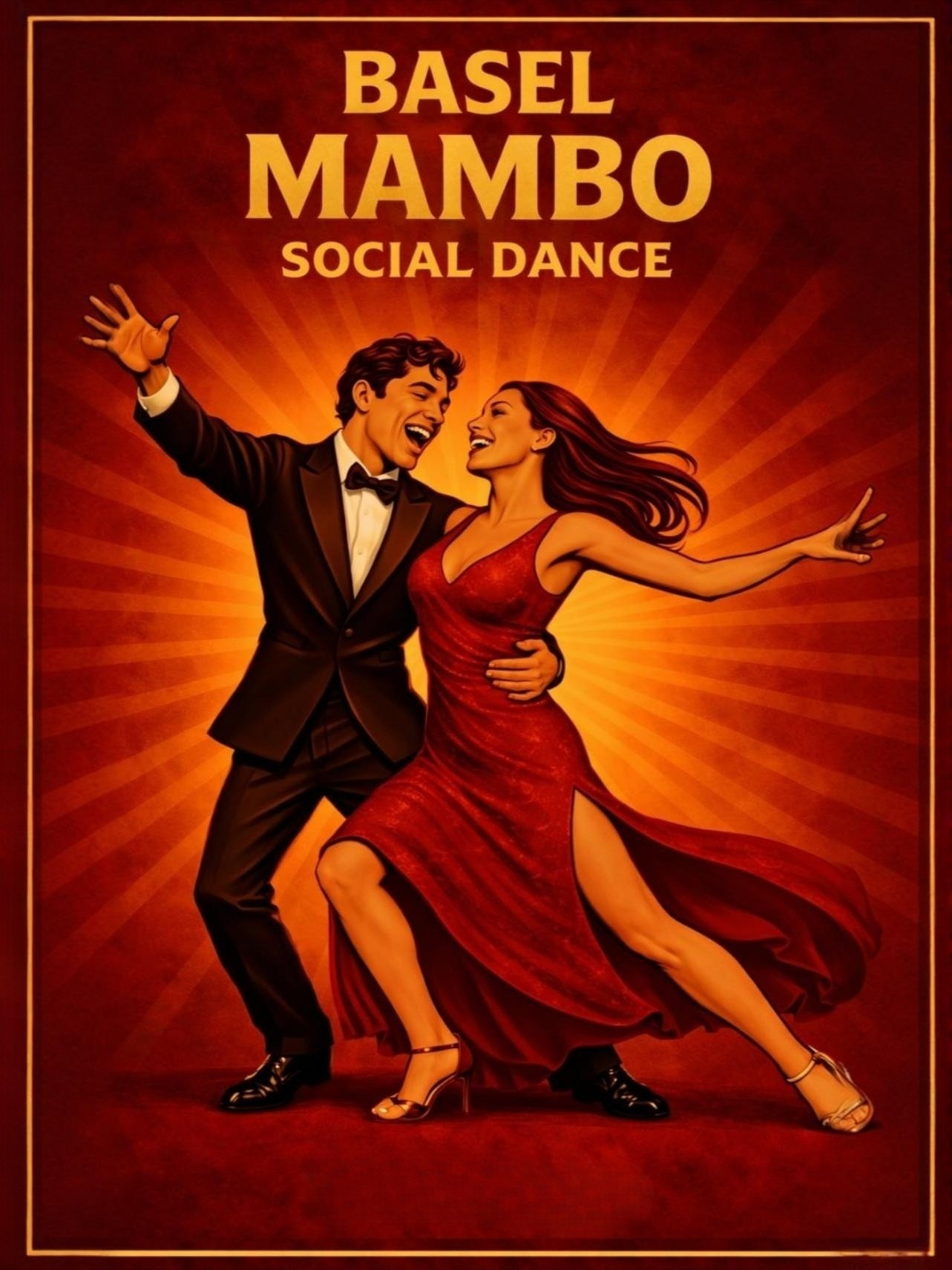 Two dancers on the Basel Mambo Social Dance poster
